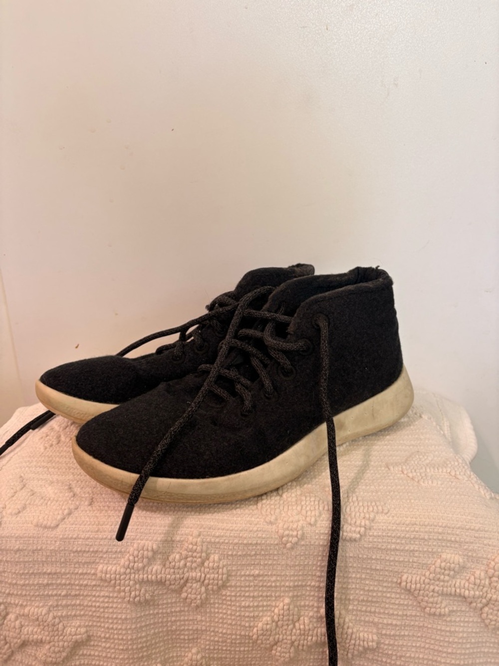 allbirds Black High-Top Wool Sneakers with Cream Sole